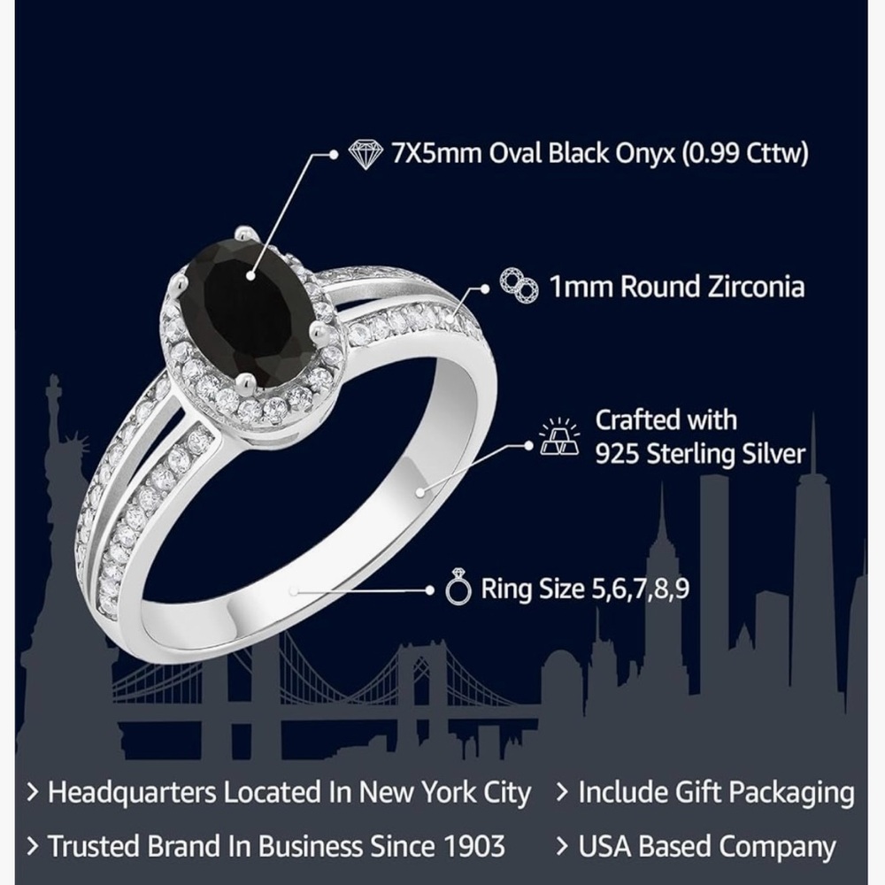 Elegant Black and Silver Women's Ring - Picture 2 of 4